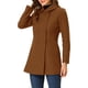 thumbnail image 4 of Abrigo largo de invierno de doble botonadura con cuello Peter Pan para mujer Inspire Chic en marrón oscuro talla S, 4 of 6