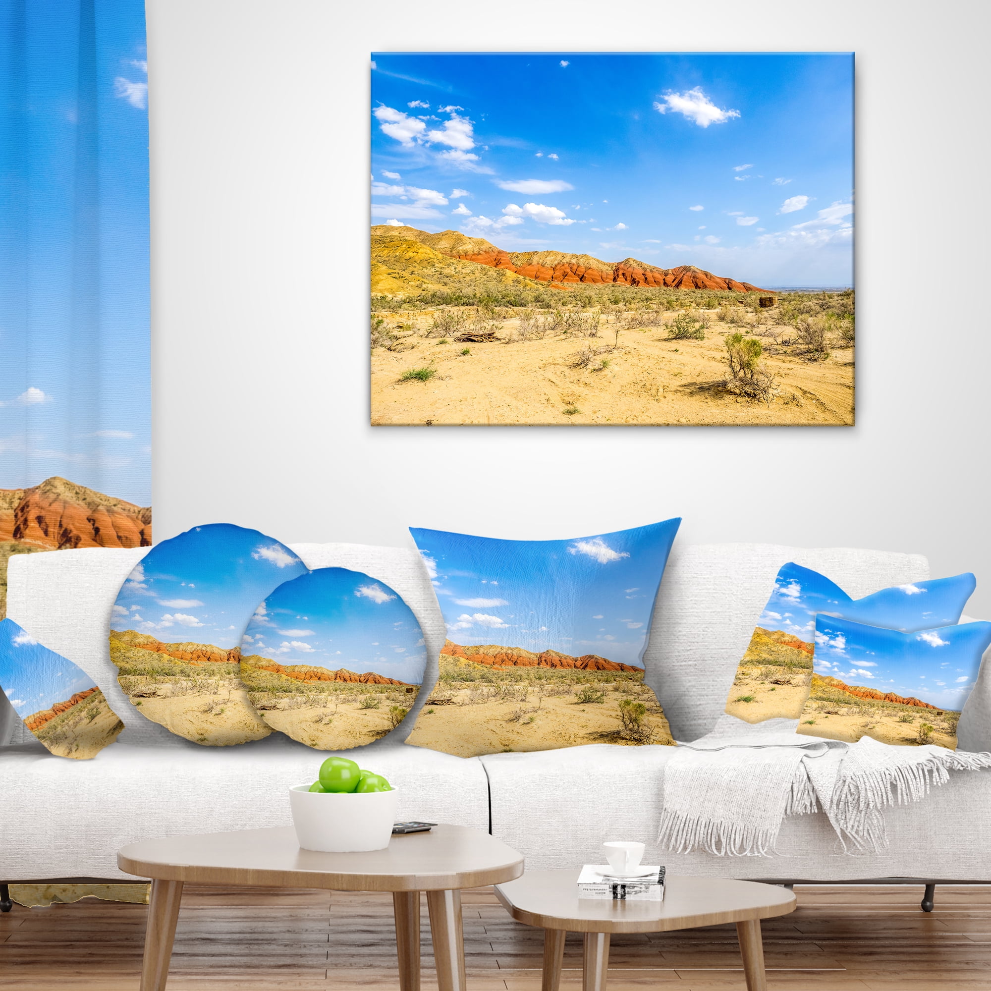 Designart Rocky Mountain in Desert - Landscape Photo Throw Pillow - 12x20