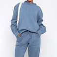 thumbnail image 3 of Sudadera Conjuntos de chándal de 2 piezas para mujer, cómoda sudadera con capucha, pantalón, traje deportivo, ropa deportiva de entrenamiento Ygjytge Azul T S para Mujer, 3 of 5