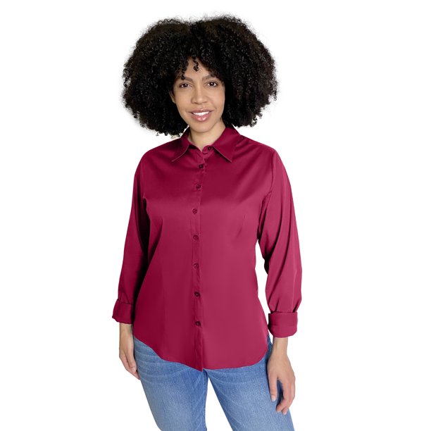 Pier 17 Women's Plus Size Button Down Shirts Professional Full