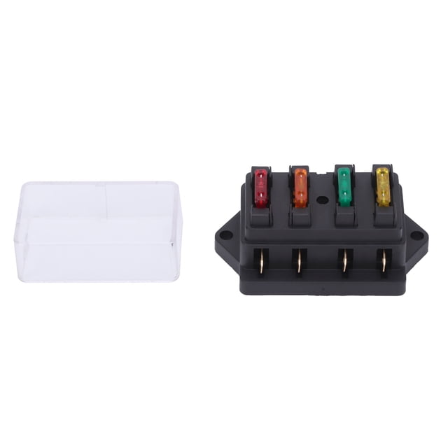 Fusibles de distribución para caja portafusibles de cuchilla de 4 vías resistente al agua con 4 Uds. Fusible para 12V-24V Auto coche barco marino,Portafusibles Caja de fusibles Bloque de fusibles de h Higoodz Piezas Y Accesorios De Autos