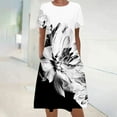 thumbnail image 2 of Drses Women's Casual Dresses Women's Summer Bohemian Print Short Sleeve Beach Dress Knee Length Dress Short Sleeve Dress for Women Summer, 2 of 5