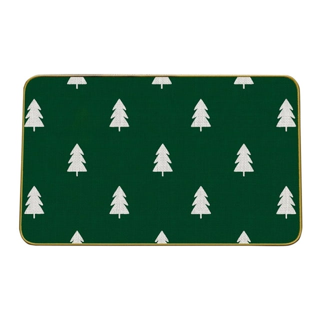 Green Christmas Tree Mat For Entrance Door Festive Decoration Rug Non-Slip And Easy To Clean 24X16 Inches 1Pc 0.33 Lb