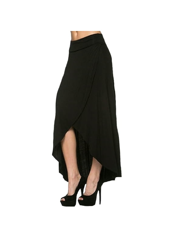 S&S Women's Black Hi-Lo Maxi Skirt - Black (Small)