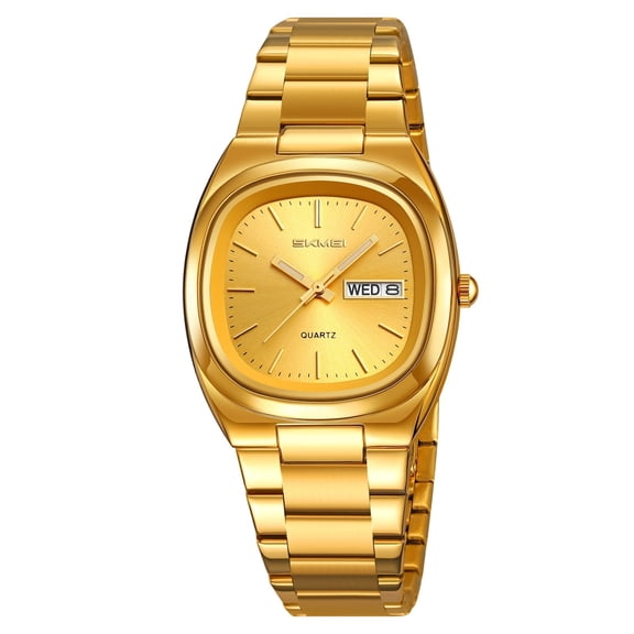 Couple Quartz Watches Set for Men and Women Stainless Steel Strap Multifunctional Analog Digital Display Date Alarm Chronograph 30M Water Resistant Daily Casual Matching Wristwatches