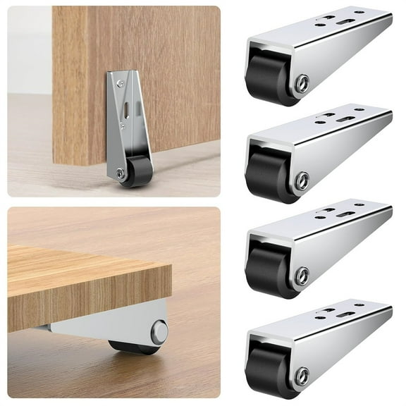 NOGIS 4 Pack Bedroom Door Sinking Repair Caster Wheels, Multifunctional Iow Profile Casters, Small Wheels for Wooden Furniture, Fixed Caster