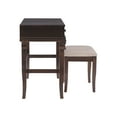 thumbnail image 4 of Linon Angela Wood Vanity Set Upholstered Beige Stool 2 Drawers Mirror in Walnut, 4 of 27