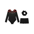 thumbnail image 6 of Aislor Kids Girls Long Sleeve Sparkle Gymnastics Leotard and Shorts Hair Scrunchies Ballet Dance Red 14, 6 of 7