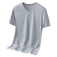 thumbnail image 3 of Mens Casual Loose V Neck T Shirts Solid Color Loose Fit Casual Basic Tees Summer Soft Tops Gray 2 2Xl by Awwp, 3 of 6