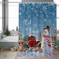 thumbnail image 2 of Christmas Snowman Bathroom Shower Curtain Xmas Tree Snowflake Winter Truck Dark Blue Waterproof Washable Shower Curtains for Bathtub Bath Decor with Grommets and Hook 36 X 72 Inch, 2 of 8