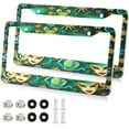 thumbnail image 2 of 2Pcs License Plate Frames Mardi Gras Universal Aluminum License Plate Holder Cover Rust-Proof Car Tag Frame with Screw Caps Home Decor, 2 of 7