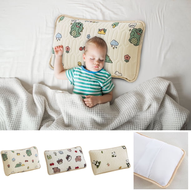 Fiudx Funda de Almohada para Bebé, Tela de Seda Fresca, Relleno de Trigo Sarraceno y Perla, Transpirable y Cómoda, Fácil de Limpiar, Soporte Natural para Dormir, Tamaño 30 X 50 Cm