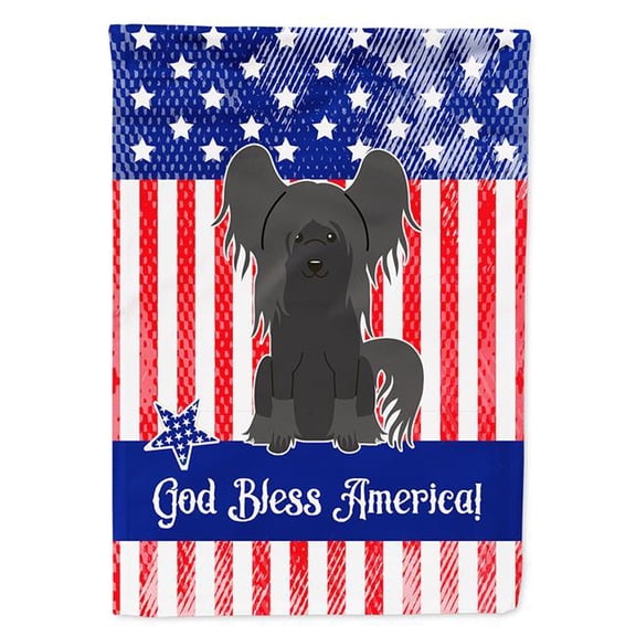 Carolines Treasures BB3107GF Patriotic USA Chinese Crested Black Garden Size Flag
