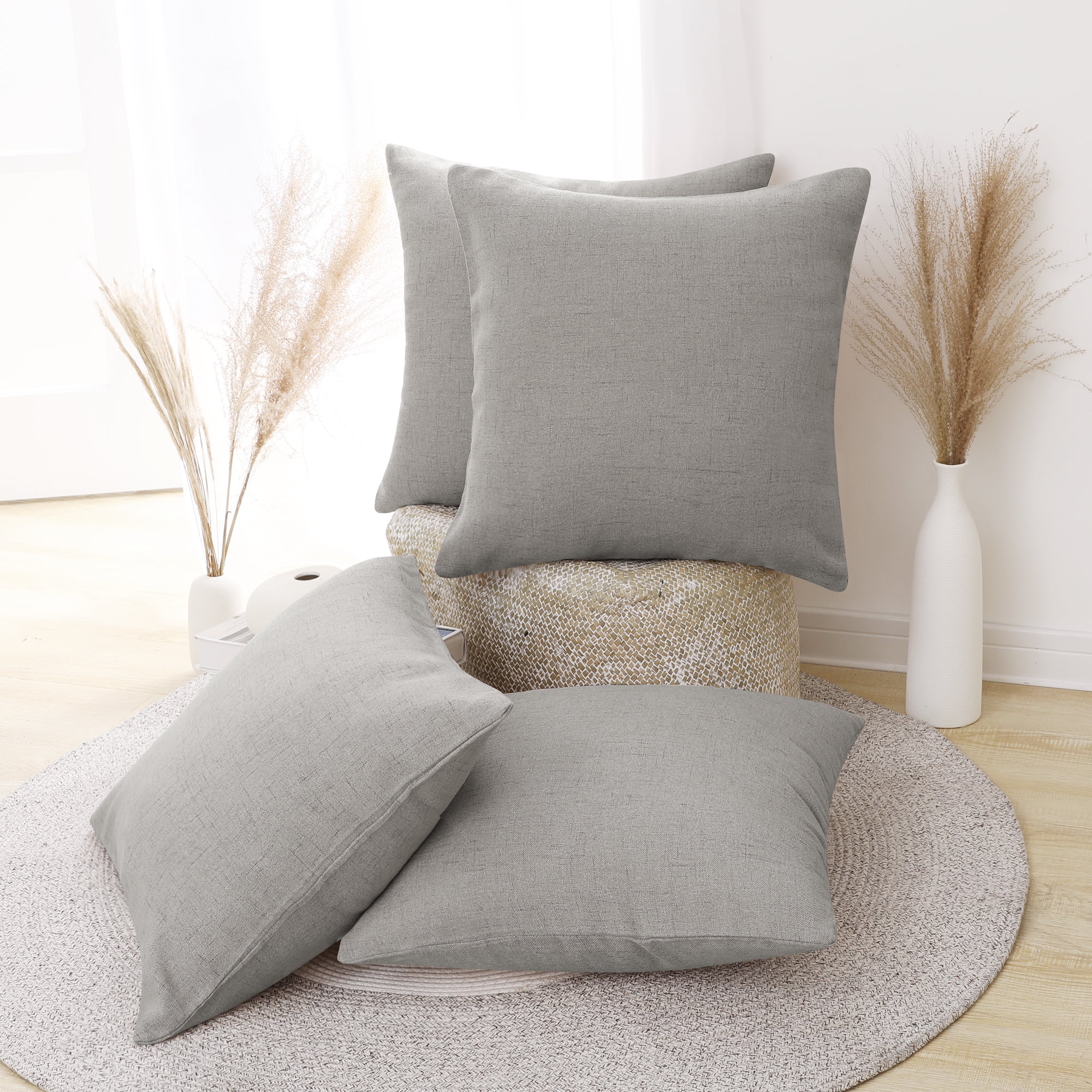 Cushion Cover Pillow Case 40 x 40 cm Floral Summer Time Grey Coloured Microfibre