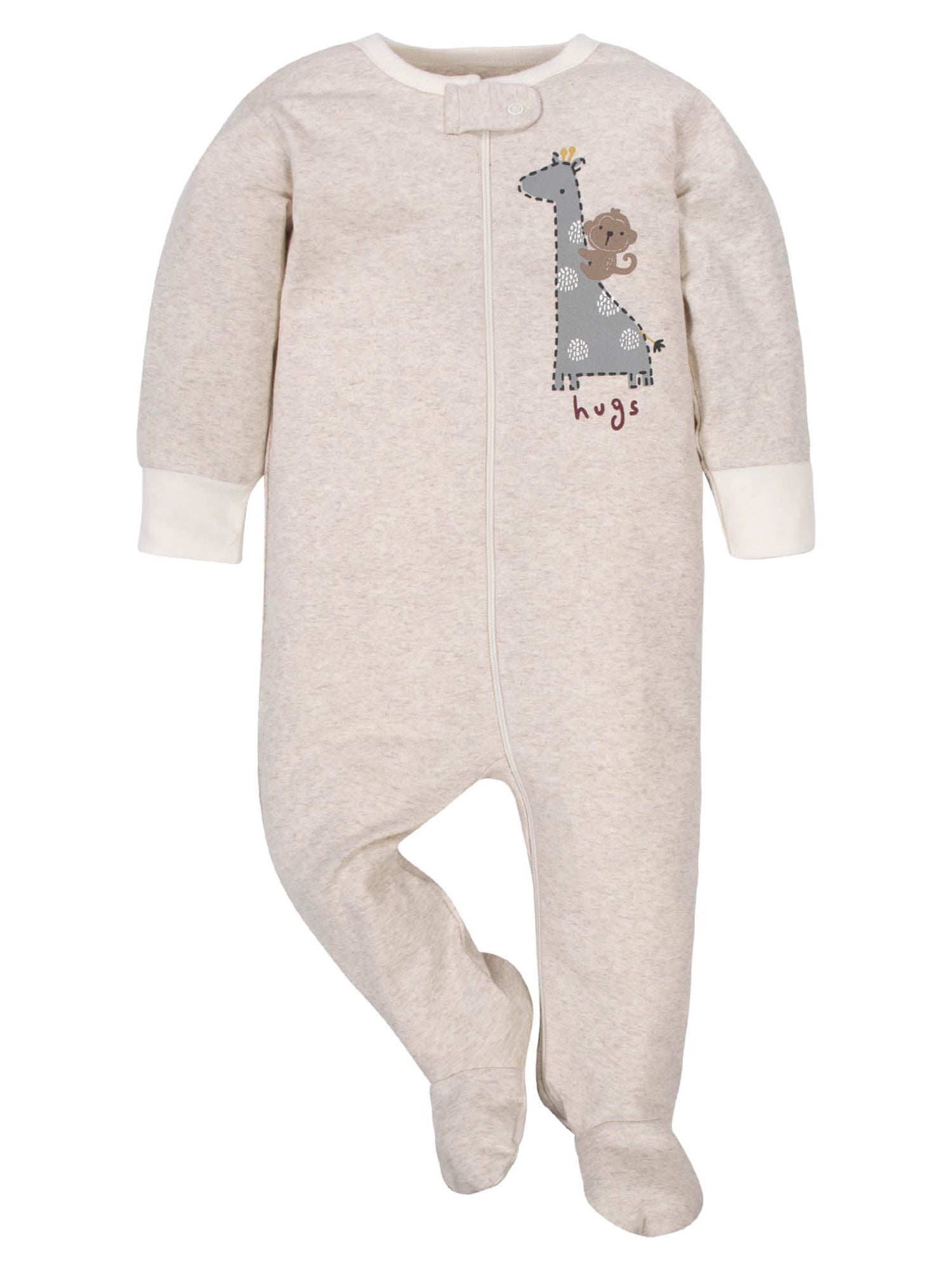 Wonder Nation Baby Neutral Zip Up Sleep ‘N Play Footed Pajamas, 2-Pack, Sizes Newborn - 6/9 Months