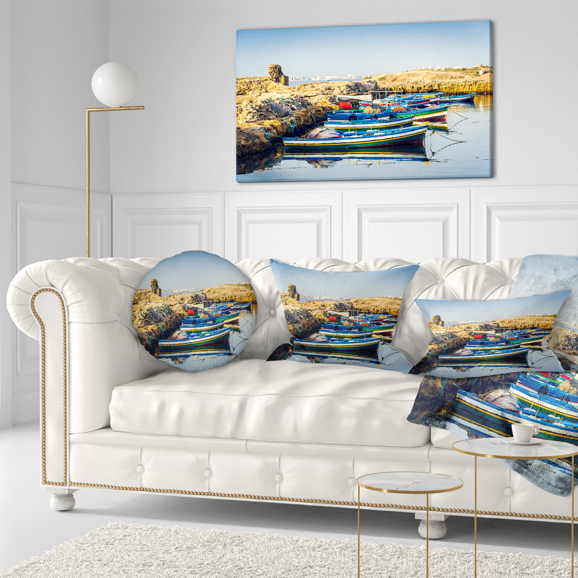 Designart 12" x 20" Blue Polyester Throw Pillow