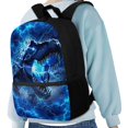 thumbnail image 4 of Yuyamidu Lightning Blue Dinosaured 17 Inch Laptop Backpack, Large Capacity School Bag for Teen Boys, Multi-Pocket Casual Daypack for Travel Outdoor Activities, 4 of 6