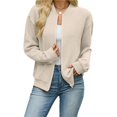 thumbnail image 6 of Wevis Women's Zip Up Fall Jacket, Long Sleeve Ribbed Knit Autumn Cardigan, Casual Loose Lightweight Sweater Coat, 6 of 7