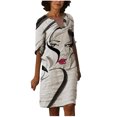 thumbnail image 2 of SMihono Robe d'Été Grande Taille pour Femmes 2023 Mode Robe Longue Décontractée à Manches Mi-Longues Col en V Imprimée, 2 of 5