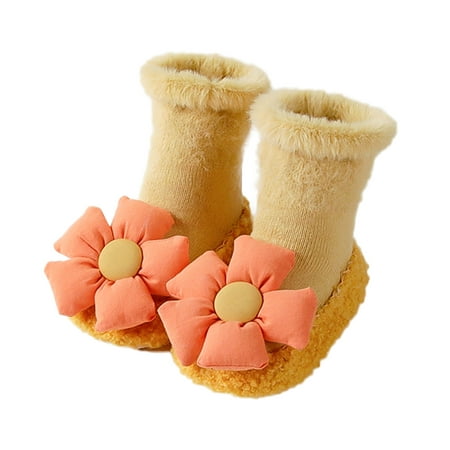 

kpoplk Walking Shoes For Babies Winter Children Toddler Boys And Girls Long Tube Sock Shoes Flat Bottomed Non Slip Baby Sneaker(Orange)