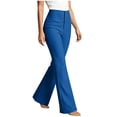 thumbnail image 4 of Womens Work Office Pants High Waisted Bell Bottoms Slim Fit Stretch Flared Dress Pants Trousers for Business Casual Going Out,Blue,XXL, 4 of 6
