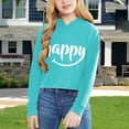 thumbnail image 2 of Girls Long Sleeve Letters Solid Color Short Hoodie Hoodie Top Clothes, 2 of 4