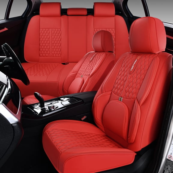 Car Seat Cover for Kia Amanti 2005, Red Car Seat Covers, PU Leather Full Set of 5 Seats Anti-Slip Suitable for All Seasons, Give Your Interior a New Look