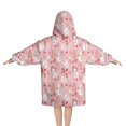 thumbnail image 2 of Pink Christmas Snowman Pattern Blanket Hoodies for Kids 6-13YR Oversize Wearable Blanket Hoodies for Boys Girls Teens, 2 of 7