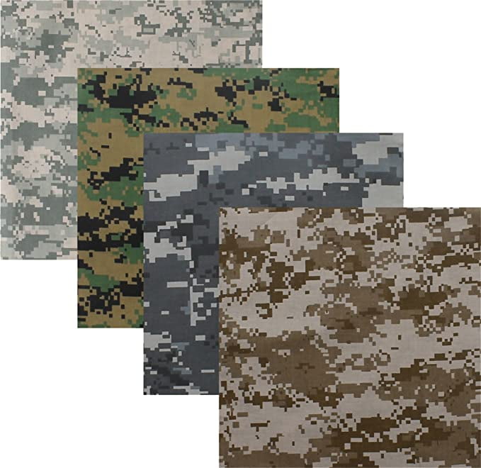 100% Army Camouflage Military Neckerchief Scarf Woodland Camo Cotton Bandana 