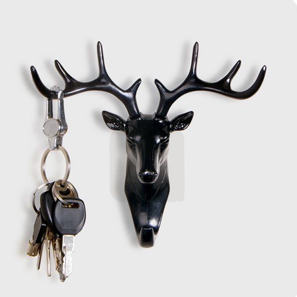 LUDLZ Deer Head Wall-Mounted Coat Hook, 18.5cm x 17cm, Durable PS Material