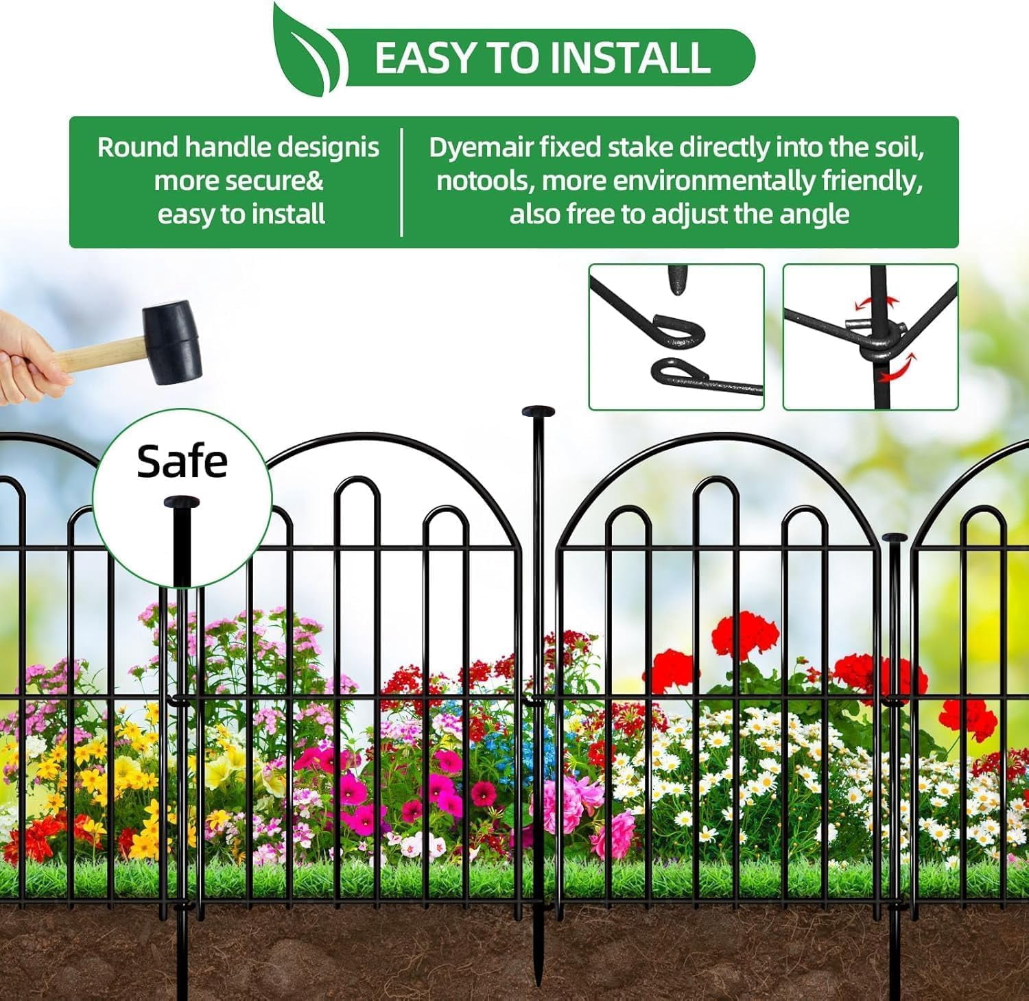28ft x 22in Decorative Garden Fence, 26 Pack Arched No  Animal Barrier for Dog Rabbit, Rustproof Metal Stake Border