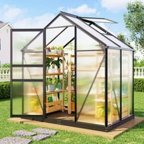 Fairy Outdoor Greenhouse 6x4 FT, Polycarbonate Walk-in Green House with Aluminum Frame & Roof Vent for Backyard Plants