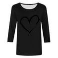 thumbnail image 5 of Sakmal 3/4 Sleeve Blouses Crew Neck Heart Shirts Black Blouses Summer Tops for Women, 5 of 5