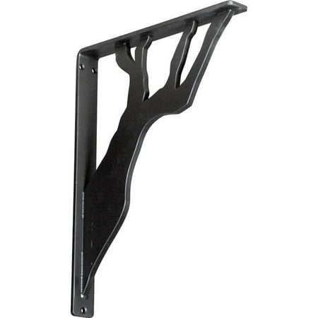 

1.5 x 12 x 15 in. Damon Wrought Iron Bracket - Single Center Brace Powder Coated Black