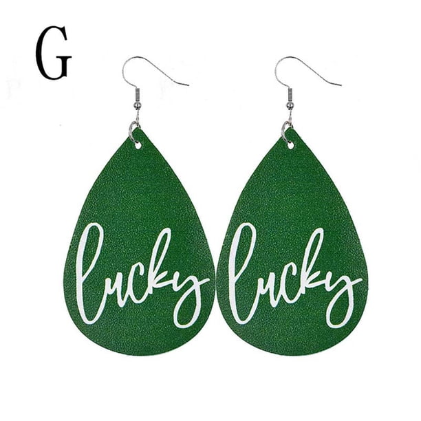 Pendientes para mujer, regalos para mujer, pendientes de San Patricio, pendientes de sombrero verde geométrico irlandés, joyería para mujer, pendientes de moda.