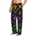 thumbnail image 2 of Yiaed Mardi Gra Geometric Print Men's Lounge Pants, Loose PJ Bottoms, Long Pajama Pants for Men-X-Large, 2 of 5