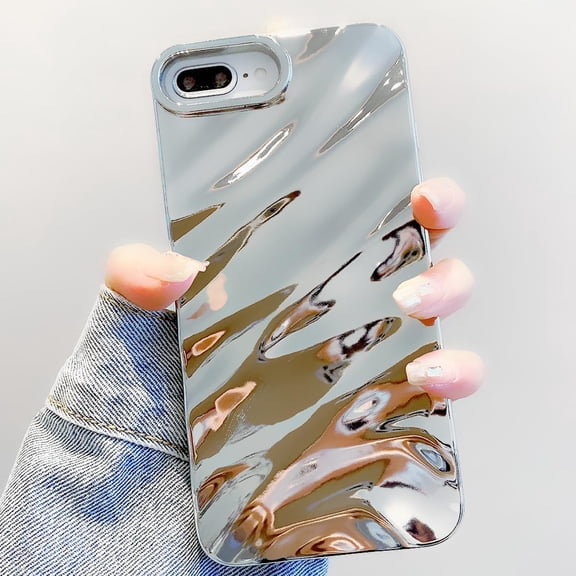 Case for iPhone XR, Cute Curly Wave Water Ripple Shape Protection Cover Shockproof Phone Case for Women Girls, 6.1 inch (Silver)