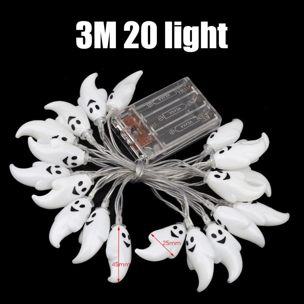 Guirlande Lumineuse à 10 LED Fantômes à Piles, 8 Modes D'éclairage