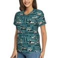 thumbnail image 2 of Xecao Modern Excavator for Women's V-Neck T-Shirts-Elegant Half-Sleeve Tops Perfect for Summer-X-Large, 2 of 5