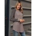 thumbnail image 5 of Women'S Stripe Tunic Tops Casual Long Sleeve Shirts Round Neck Pullover Coffee Color S, 5 of 7