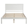 thumbnail image 3 of Leumius Full Size Platform Bed Frame with Headboard, Wood Slat Support, No Box Spring Needed for Bedroom Guest Room White, 3 of 7