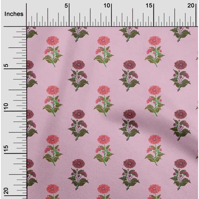 oneOone Tissu Popeline de Coton Rose Blush Tissu Floral pour Robe Tissu Imprimé au Mètre 42 Pouces de Large