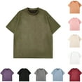 thumbnail image 4 of Chiccall Mens Plus Size Solid T Shirts Vintage Short Sleeve Crew Neck Tees Streetwear Basic Tees Loose Summer Tops Army Green 2XL, 4 of 4