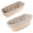 thumbnail image 1 of Cesta de fermentación ovalada de 31 cm, forro de lino Banneton para panaderos profesionales y caseros (rectangular, 30,5 x 15 x 8 cm), 1 of 5
