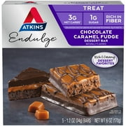 Atkins Endulge Treat, Chocolate Caramel Fudge Dessert Bar, Keto Friendly, 5 Count