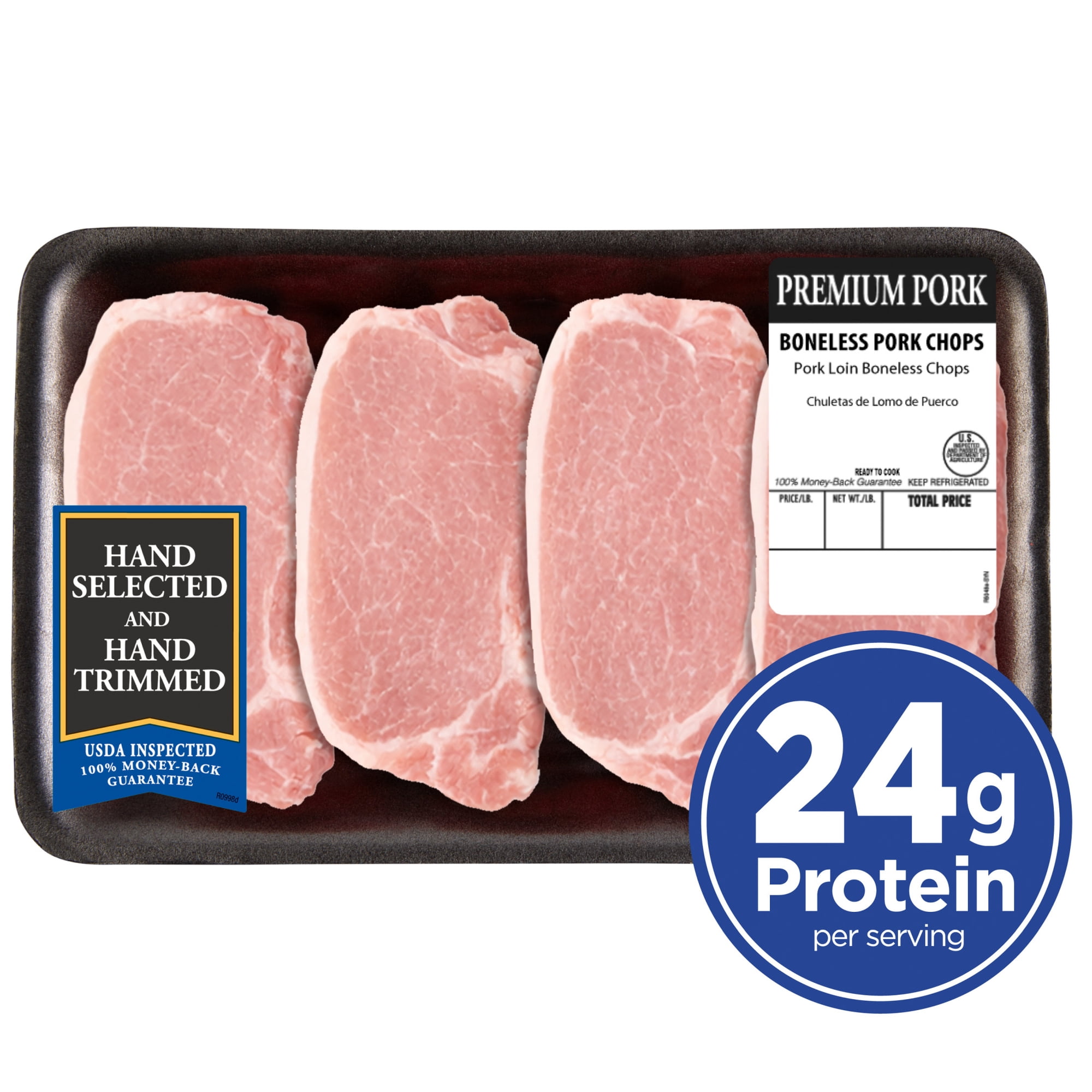 Pork Center Cut Loin Chops Boneless, 4 count, 1.07 - 1.449 lb Tray