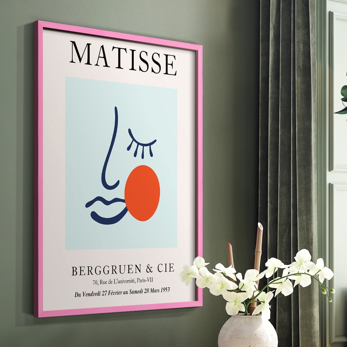 Matisse CDXCVIII in Pink Solid Wood Framed Print No Nail Hanging