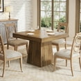 thumbnail image 7 of Finmind Square Dining Table for 4, 31.5-Inch Kitchen Table Small Dinner Table with Sturdy Pedestal Base, Farmhouse Dining Room Table for Home Dining Room, Living Room, Kitchen, Vintage Brown, 7 of 7