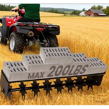 Lawn Tractor 32 Inch Spike Tow Behind Aerator 200lb, Pull Behind Aerator with Steel Tines, Tractor Aerator for Farm Lawn Aeration, Yard Beautifying, Turf Health