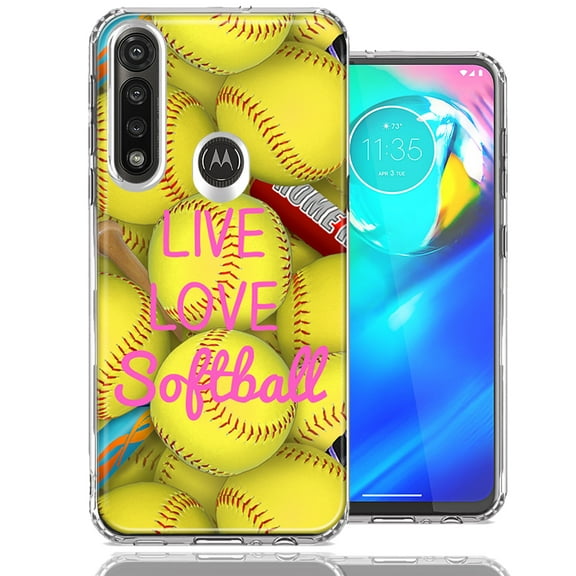 MUNDAZE For Motorola G Power Love Softball Design Double Layer Phone Case Cover